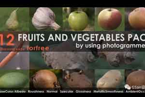 C4D模型 苹果 梨 土豆 大蒜 12种水果和蔬菜【模型】【高级群】