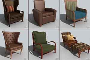 73个沙发模型 椅子 躺椅 吧凳 圆凳 高脚凳 木凳子 公园凳子【模型】