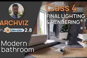 Blender 2.8 的室内环境制作渲染【Blender 2.83 Archviz in Blender 2.8  Modern Bathroom  Class 4 Final Lighting and Rendering by Victor Duarte】【教程】