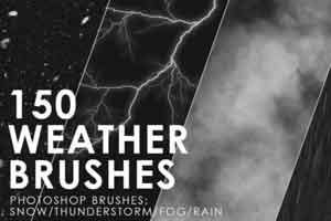 PS 闪电 雨水 云 烟雾笔刷【CreativeMarket – 150 Weather Photoshop Brushes 3092149】