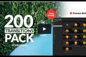 200个动态转场PremiumBuilder TransitionsPack V3【AE模板】