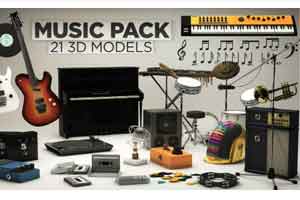 The Pixel Lab Music Pack [乐器][21]【模型】吉他 电子琴 鼓