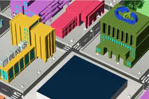 三维立体卡通城市二维码C4D模型