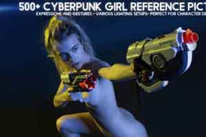 500个赛博灯光小姐姐照片【Grafit Studio - 500+ Cyberpunk Girl Reference Pictures for Artists】