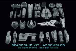 硬表面太空飞船零件模型【Gumroad - Spaceship Kit - Full - Sci-Fi Kitbash (Andrew Hodgson)】