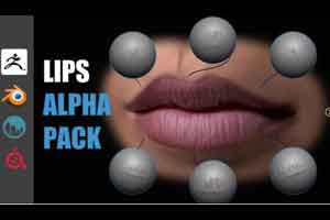 嘴唇细节纹理深度贴图预设 【Artstation – Lips Detail Alpha Pack】