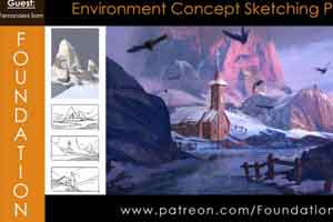 Blender\PS绘画场景教程【Foundation_Patreon Environment Concept Sketching Process Fernanders Sam】【免费】