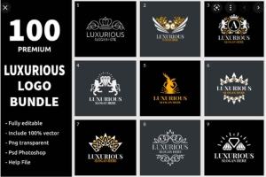 100个LOGO贴图文件【Creative Fabrica - 100 Luxurious Logo Bundle】