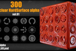 300个原型法线纹理贴图【300 Circluar Hardsurface Alpha】