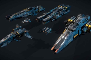 Blender科幻战舰模型【6-spaceships-fleet】