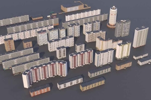 俄罗斯建筑 楼房模型【Russian buildings pack 3D model】