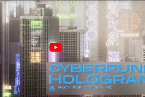 C4D 赛博朋克楼房预设【Cyberpunk Hologram Pack [Cinema 4D/Xpresso]