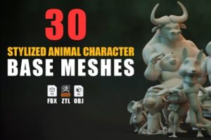 30 个风格化的动物角色基础网格【30 Stylized Animal Character Base Meshes】