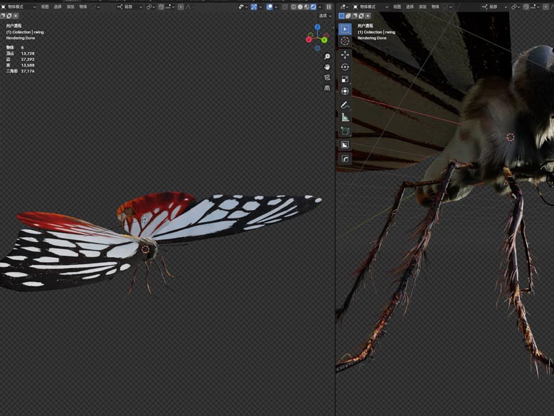 写实白栗子虎蝴蝶模型